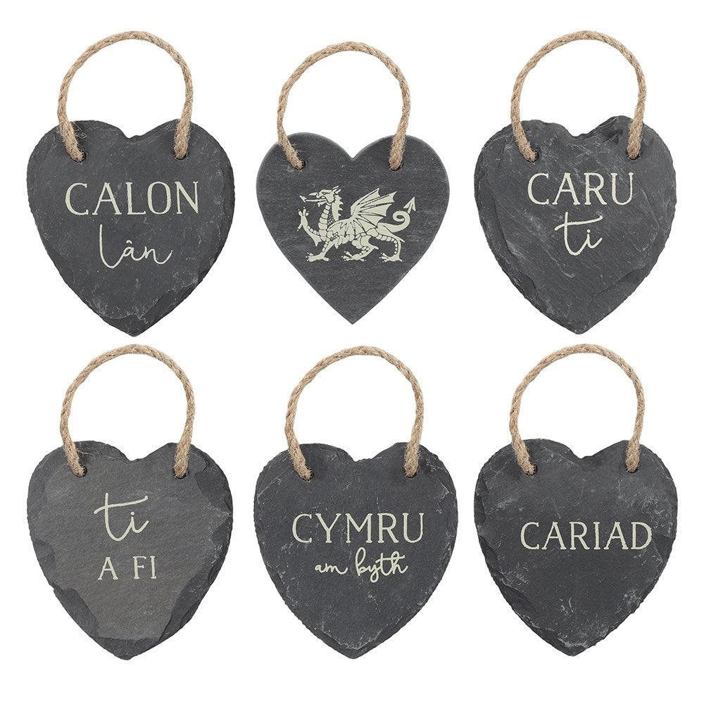 Small Welsh Slate Hanging Hearts